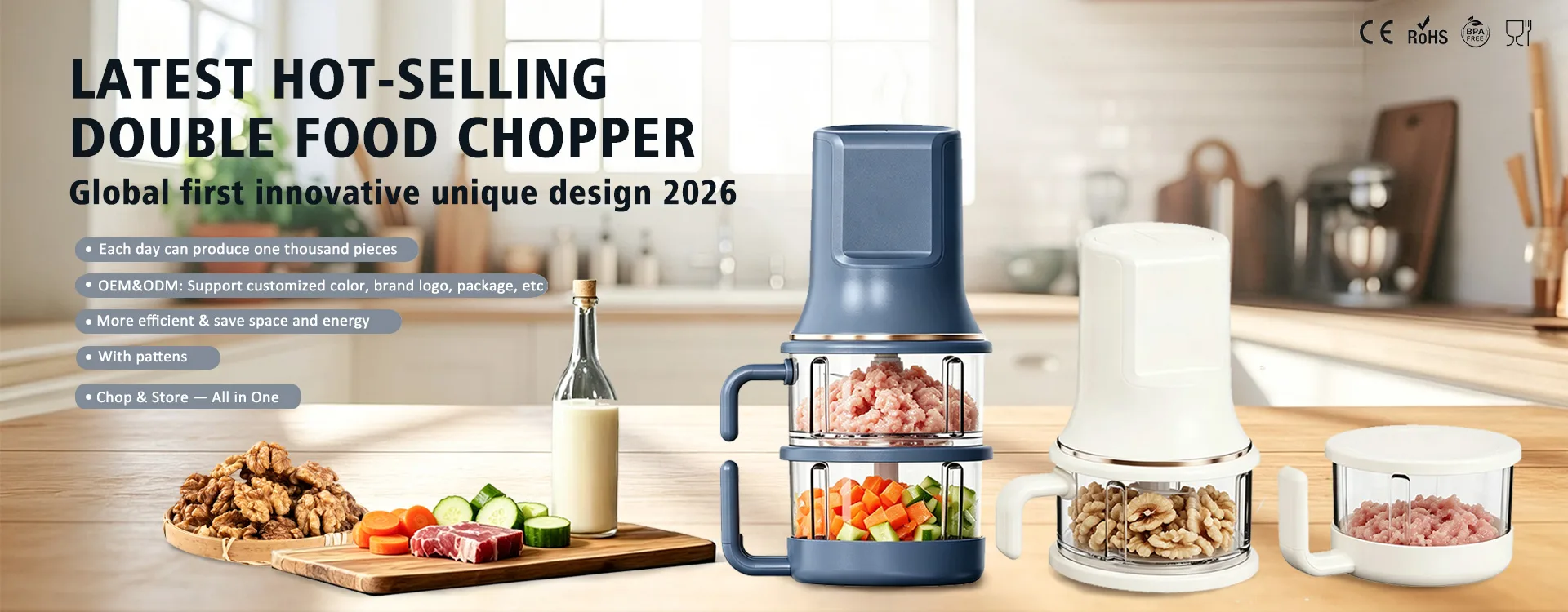2026 New Household Eletric Double Layer Food Chopper 2026 New Household Eletric Double Layer Food Chopper